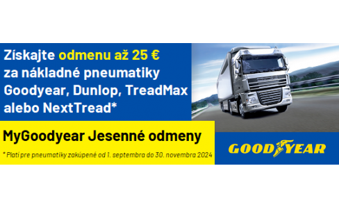 Jesenné odmeny 2024 - nákladné pneumatiky Goodyear,Dunlop